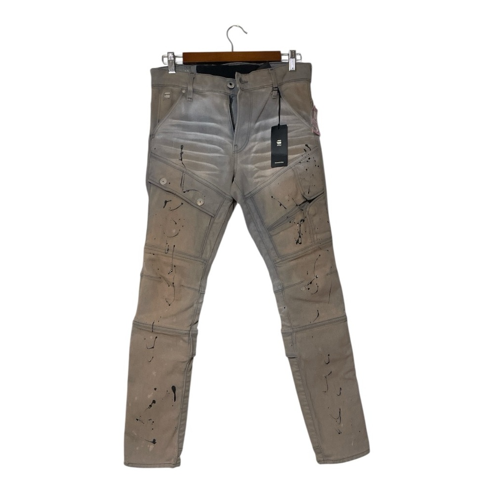 G-Star Raw Jeans Mens 28x30 Airblaze 3D Skinny Distressed Paint Splatter